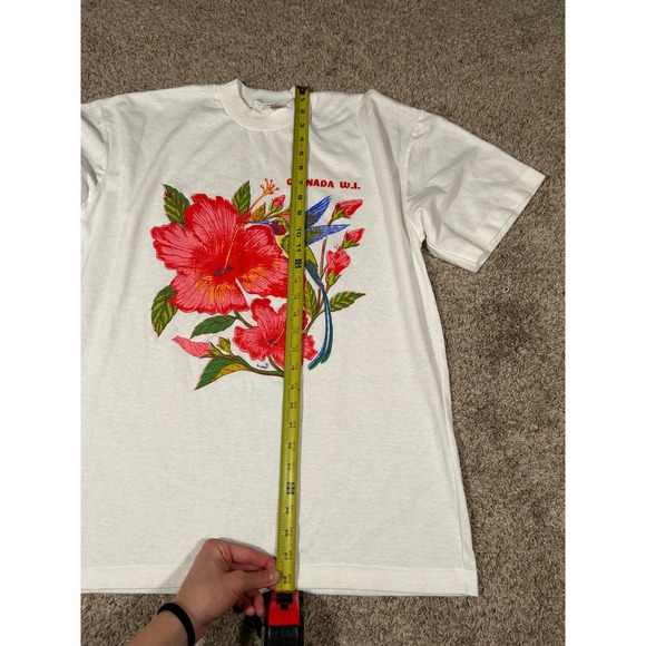 Vintage Champ Grenada W.I. Floral‎ Graphic T-Shirt Caribbean Souvenir Medium - Picture 6 of 6